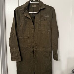 Zara Olive Utility One-Piece Jumpsuit for Kids